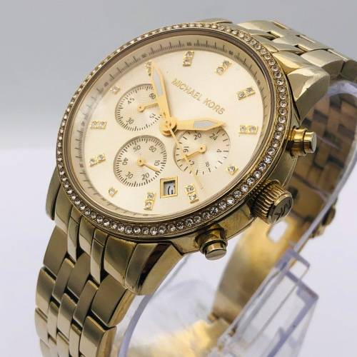 *MICHAEL KORS LADIES GOLD CHRONOGRAPH WATCH* R1 BIDS