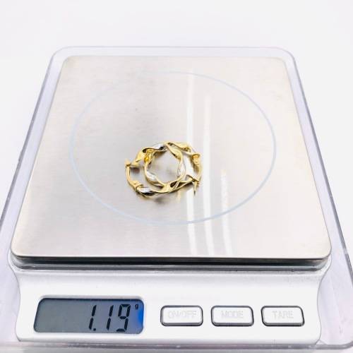 *SOLID GOLD TWO TONE HOOP EARRINGS* R1 BIDS