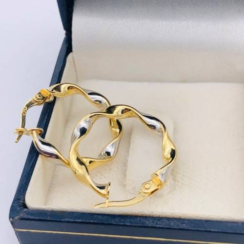 *SOLID GOLD TWO TONE HOOP EARRINGS* R1 BIDS