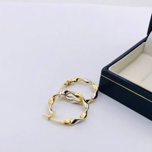 *SOLID GOLD TWO TONE HOOP EARRINGS* R1 BIDS