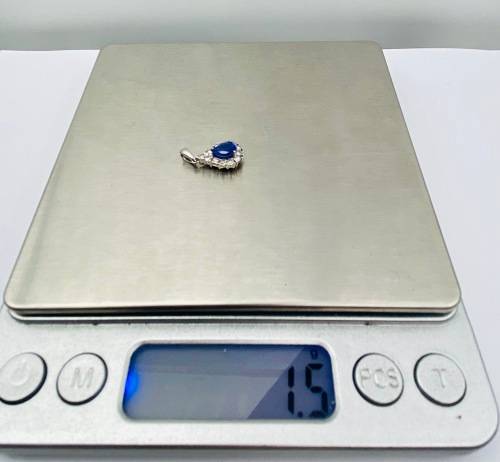 *WHITE GOLD SAPPHIRE & DIAMOND PENDANT* R1 BIDS!