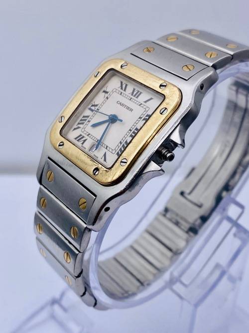 *18CT GOLD & STEEL CARTIER SANTOS MENS* SEE DESCRIPTION!