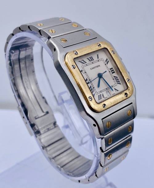 *18CT GOLD & STEEL CARTIER SANTOS MENS* SEE DESCRIPTION!