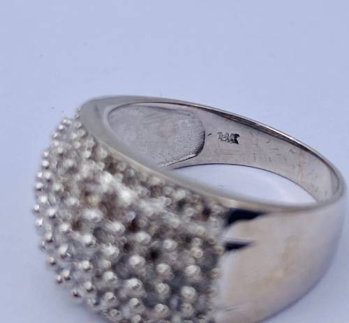 *1.2CT WHITE GOLD HUGE CLUSTER DIAMOND RING* 14K GOLD!