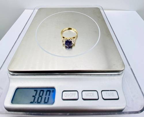 *INVESTMENT TANZANITE & DIAMOND WEDDING RING* 18K GOLD!