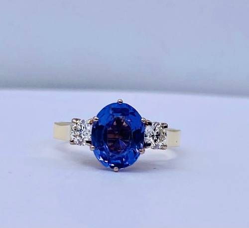 *INVESTMENT TANZANITE & DIAMOND WEDDING RING* 18K GOLD!