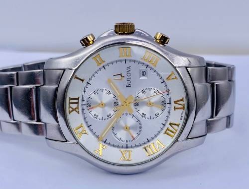 *BULOVA MENS GOLD DIAL CHRONOGRAPH* R1 BIDS