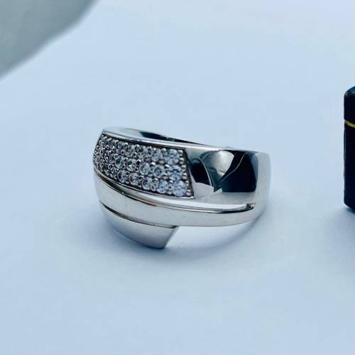 *LARGE SILVER CUBIC CLUSTER RING* R1 BIDS