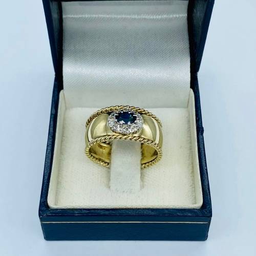 *HEAVY GOLD SAPPHIRE & DIAMOND CYCLOPS RING* R1 BIDS