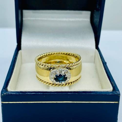 *HEAVY GOLD SAPPHIRE & DIAMOND CYCLOPS RING* R1 BIDS
