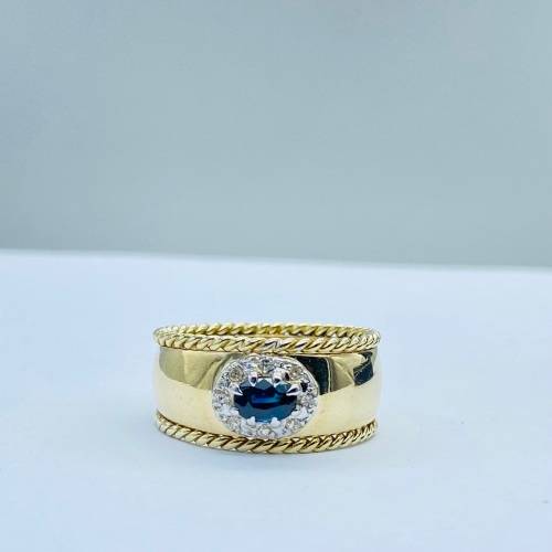 *HEAVY GOLD SAPPHIRE & DIAMOND CYCLOPS RING* R1 BIDS