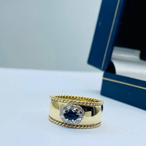 *HEAVY GOLD SAPPHIRE & DIAMOND CYCLOPS RING* R1 BIDS