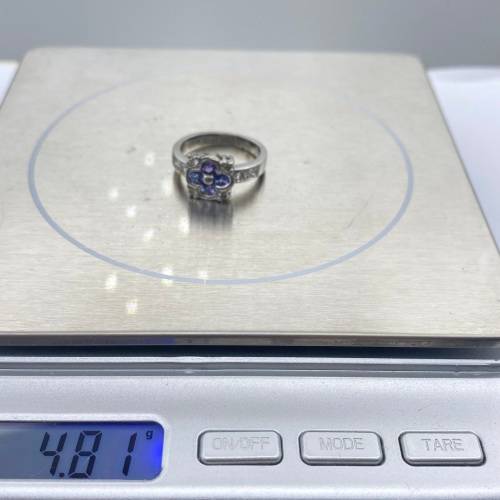 *VERNON WHITE DIAMOND & TANZANITE ENGAGEMENT RING!* 18K GOLD!