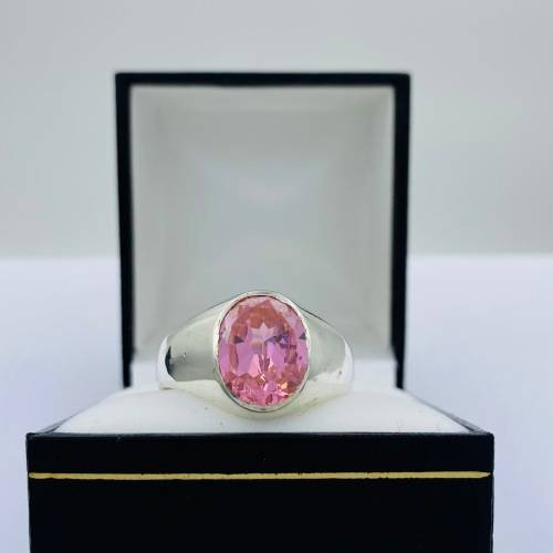 *STUNNING SILVER PINK CZ CYCLOPS RING* R1 BIDS!!!