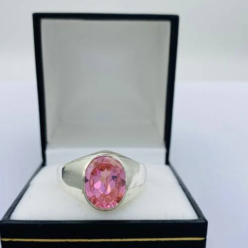 *STUNNING SILVER PINK CZ CYCLOPS RING* R1 BIDS!!!