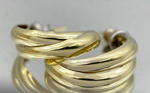 *CHUNKY YELLOW GOLD HUGGIE HOOP EARRINGS* R1 BIDS!