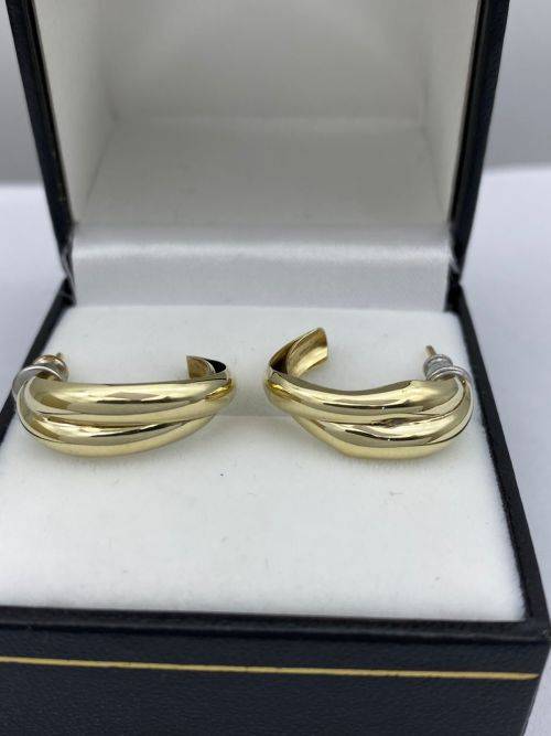 *CHUNKY YELLOW GOLD HUGGIE HOOP EARRINGS* R1 BIDS!
