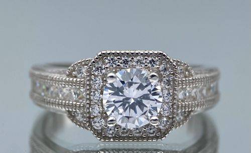 ***DAZZLING SQUARE SOLITAIRE CZ ETERNITY RING* R1 BIDS
