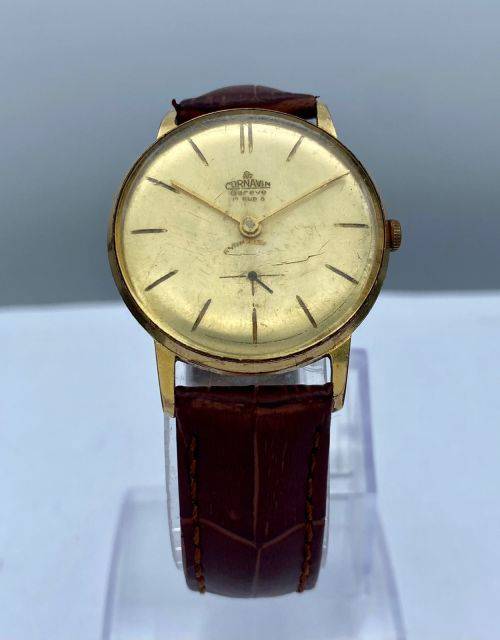 SWISS CORNAVIN 17 RUBIES MENS GOLD DRESS WATCH R1 BIDS!