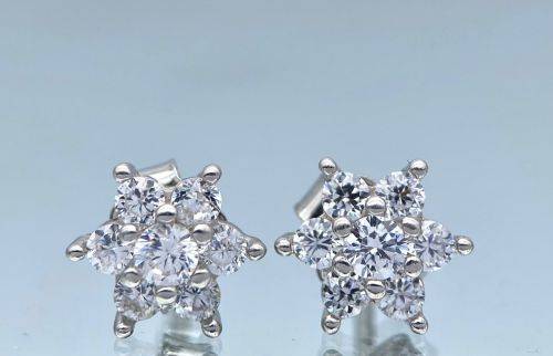 DAZZLING SILVER 925 ZIRCONIA CLUSTER EARRINGS R1 BIDS