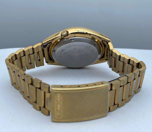 GOLD SEIKO 5 AUTOMATIC MENS DAY-DATE WATCH R1 BIDS!