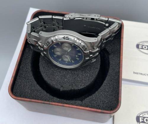 RETAIL:R4000 - FOSSIL BLUE CHRONOGRAPH STEEL MENS DRESS WATCH!
