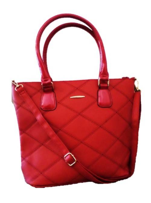 Valojusha PU Leather Tote Handbag in Ruby Red