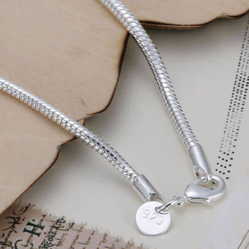 925 Sterling Silver Filled Snake Cable Bracelet