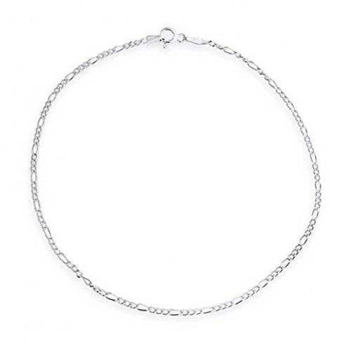 Genuine 925 Sterling Silver Figaro Chain Anklet - Ankle Chain Length 24CM