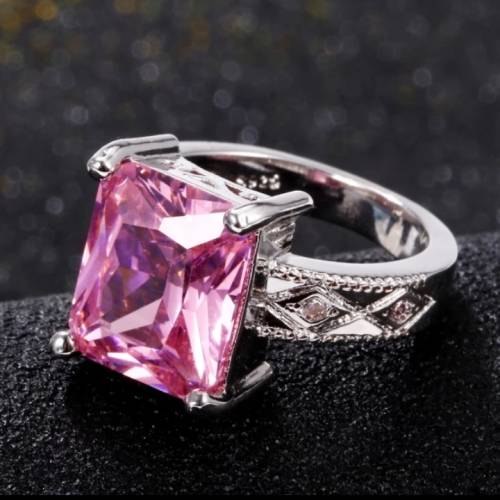 Exquisite 3.0CT Topaz Rose Ring set in S925 Sterling Silver 8Q