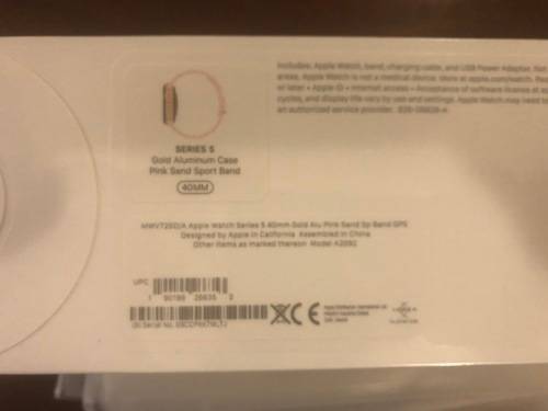 Apple Watch Series 5 - 40mm - GPS Only - Gold Aluminium Case - Pink Sports Strap - NEW