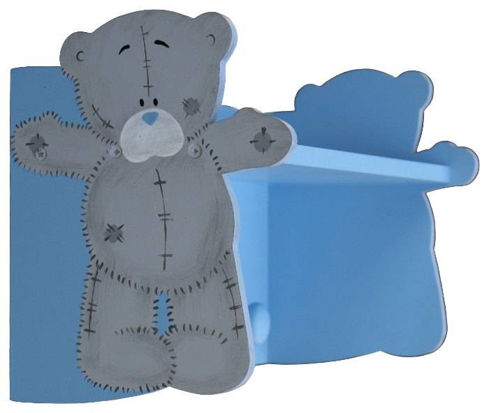 Wooden Tatty Teddy Shelf with Knobs / Blue