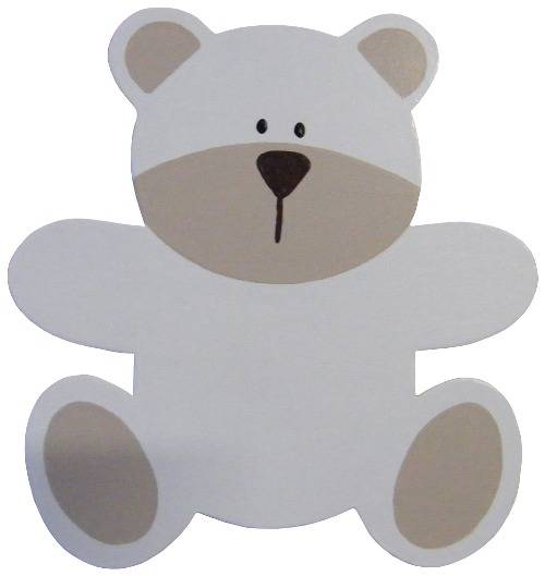 Teddy Bear Cut-Out / White & Beige