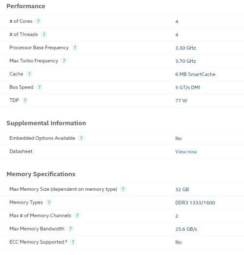 *** LAST ONE ***Intel Core i5 3550 CPU (3rd Gen - 6M Cache, up to 3.70 GHz)