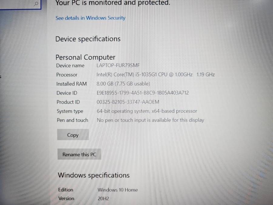 i5 10th gen - 8GB - 256GB SSD 15.6 Notebook
