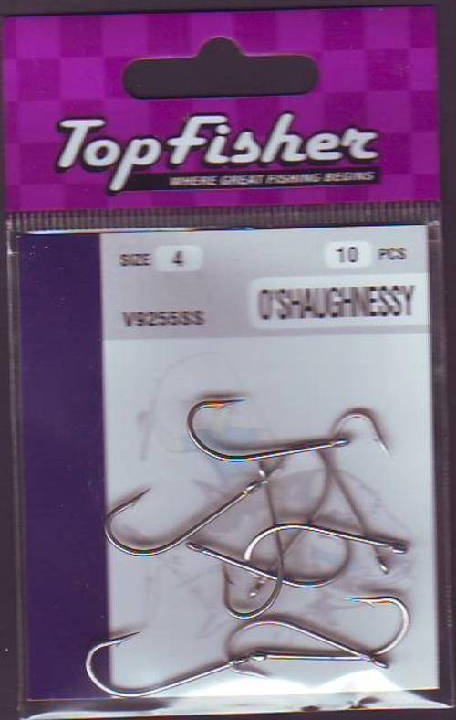 TOP FISHER HOOKS - HOOK SIZE 4 - O'SHAUGHNESSY - STAMPED OUT- QTY : 10 PCS HIGH QUALITY SUPER STRONG