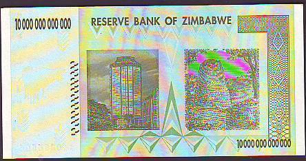 ZIMBABWE 10 TRILLION DOLLARS - UNC - AA PREFIX - HYPERINFLATION 2008 BANKNOTES
