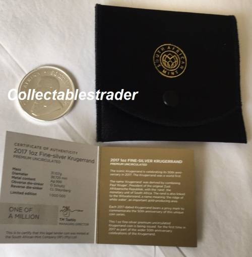 2017 SILVER KRUGERRAND R1-00 1oz  Coin Premium Uncirculated 50th Anniversary Commemorative