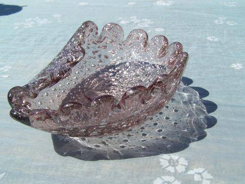 WoW! Stunning pink MURANO bowl controlled bubbles in the glass typically murano