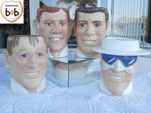 REDUCED WOW RARE FIND,HANSIE,ALAN,ANDREW AND POLLY  CHARACTER JUGS RARE GREAT FOR THE CAVE