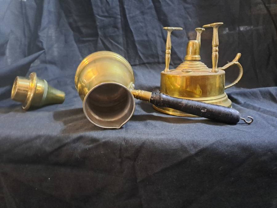 Brass Turkish coffee pot and stand