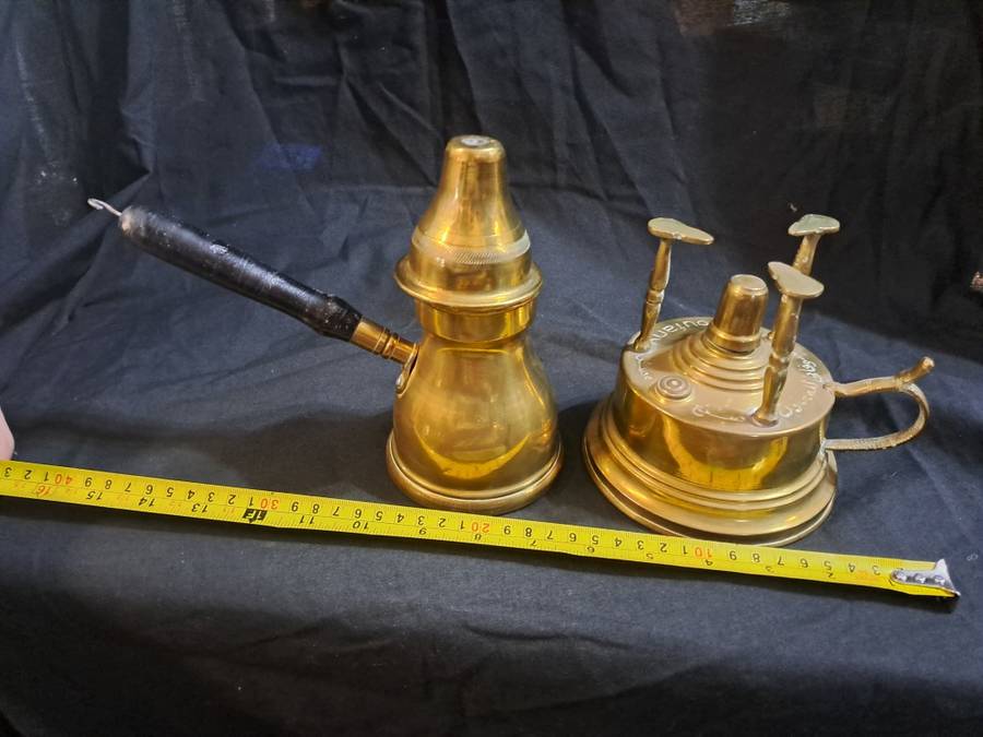 Brass Turkish coffee pot and stand