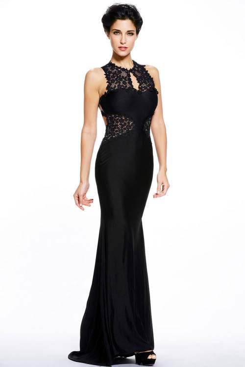 GLAMOROUS FINE FLORAL DETAIL EVENING DRESS