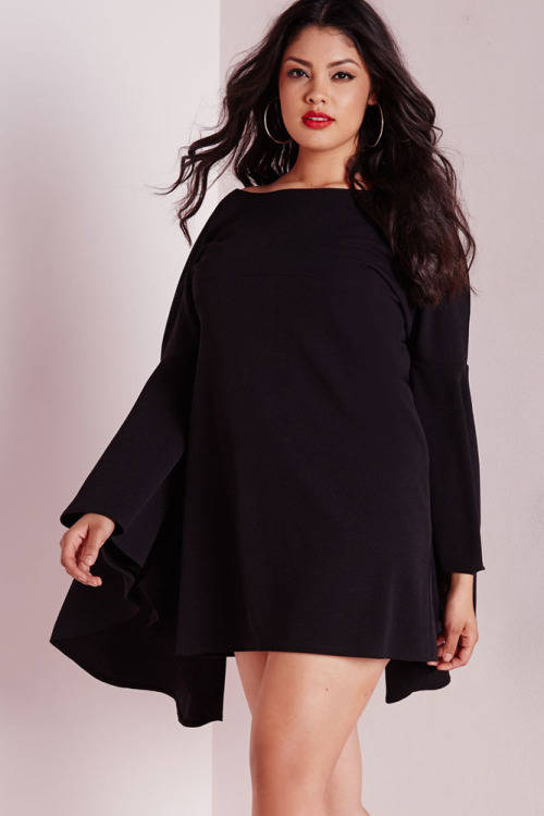 **PLUS SIZE** TRENDY FLARED SLEEVE SWING DRESS