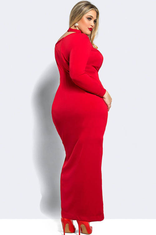 **PLUS SIZE** SEXY SINGLE SLEEVE HIGH SLIT MAXI DRESS