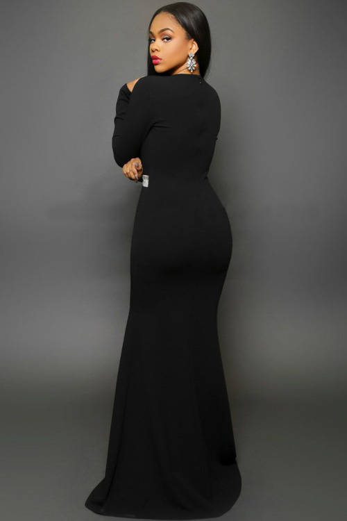 STUNNING EMBELLISHED WAIST DETAIL FRONT SLIT MAXI DRESS 