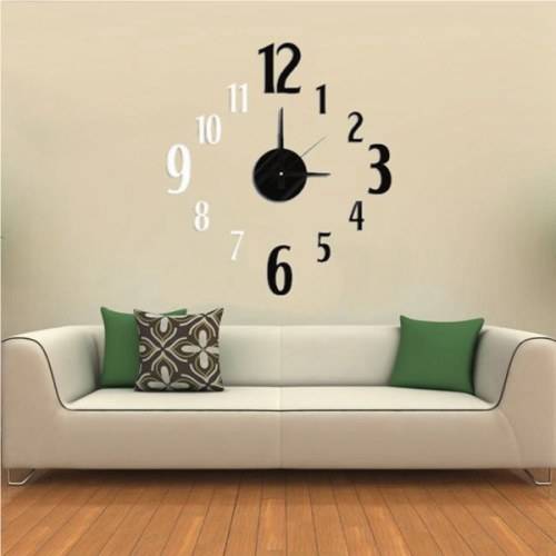 DIY 3D Black & White Art Number Design Wall Clock EVA Sticker Home Decor