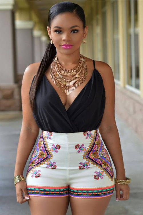 INTRICATE PRINT BOTTOMS DETAIL ROMPER