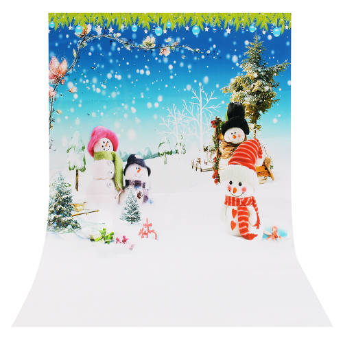 Snowman Christmas Tree Flower Photography Background Backdrop