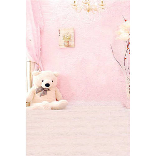 3x5FT Vinyl Backdrop Indoor Baby Child Pink Bear Photography Background Backdrop Studio Equipment